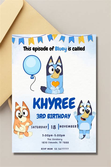 Bluey Invitation Designs