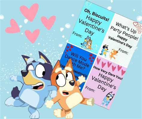 Bluey Valentines Card Cute