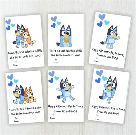 Bluey Valentines Cards