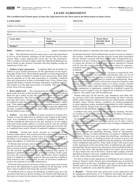 Blumberg Lease Agreement Template Word