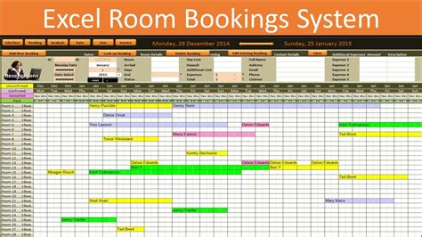 Description of Booking System Excel Template