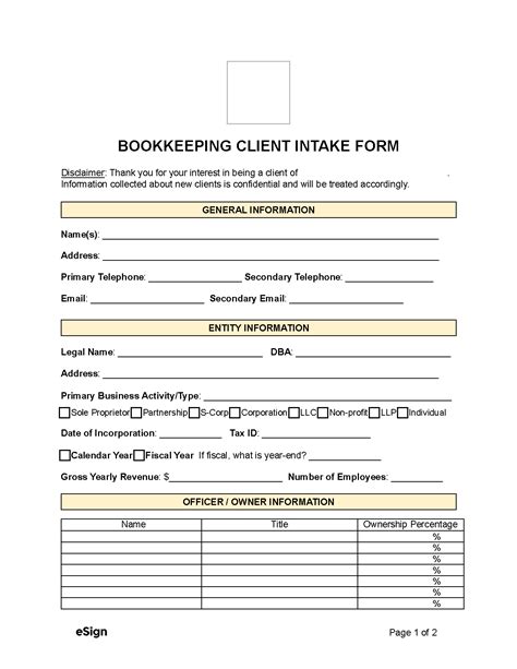 Bookkeeping Intake Forms