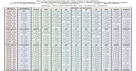 Brannock Device Chart