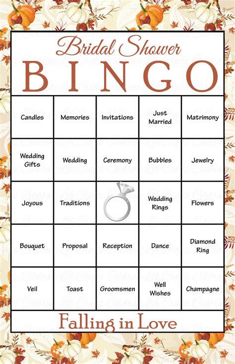 Bridal Bingo Card