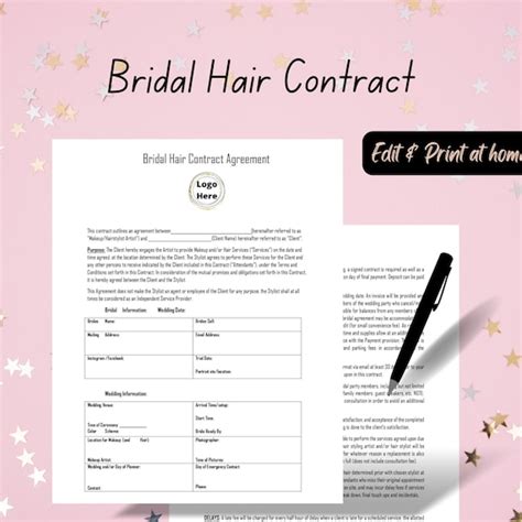 Bridal Hair Contract Example