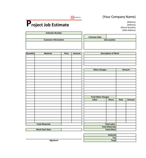 Building Estimate Template