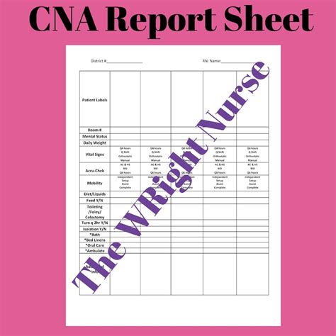 CNA Report Sheets Example