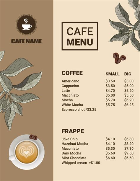 Cafe Menu Design Inspiration