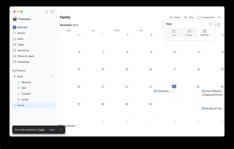 Calendar Feature