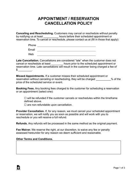 Cancellation Policy Inclusion