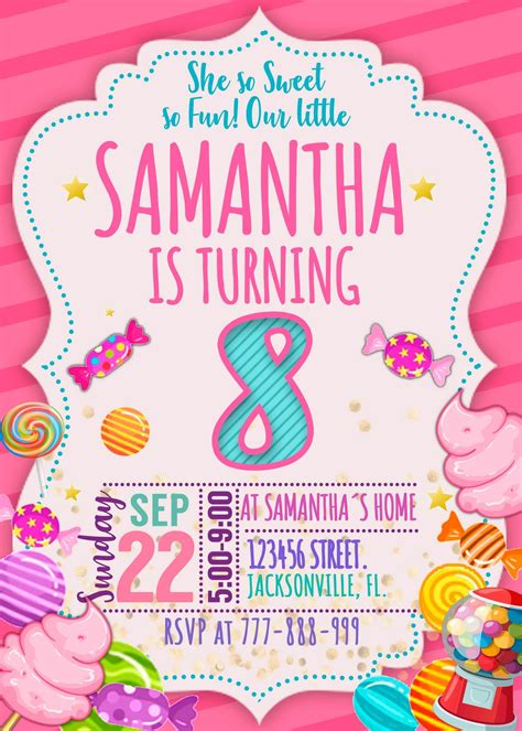 Candyland Invitation Examples