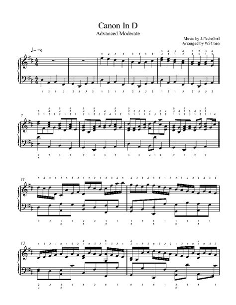 Canon in D Piano Sheet Music