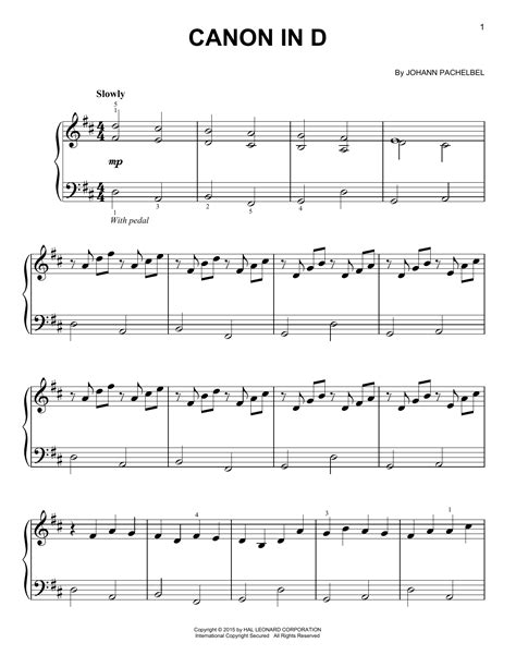 Canon in D Piano Music Sheet