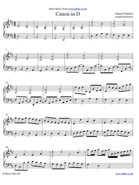 Canon in D Piano Sheet