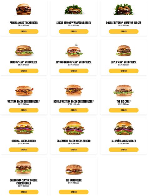 Carls Jr Menu Items