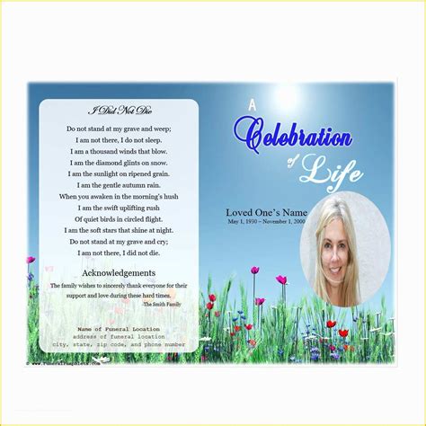 Celebration Of Life Card Template 3