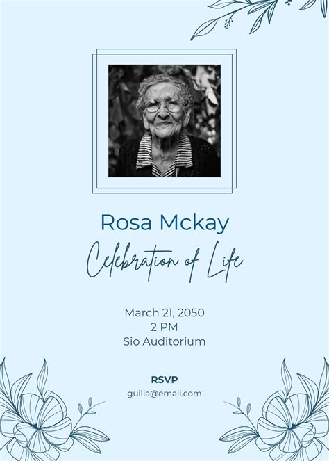 Celebration of Life Memorial Template Word