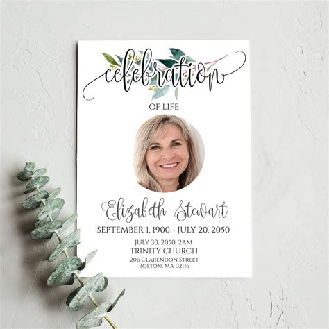 Celebration of Life Program Template Word