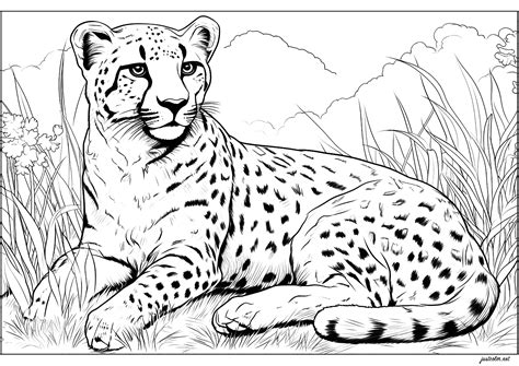 Cheetah coloring pages for children