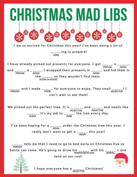 Christmas Mad Libs Printable 3