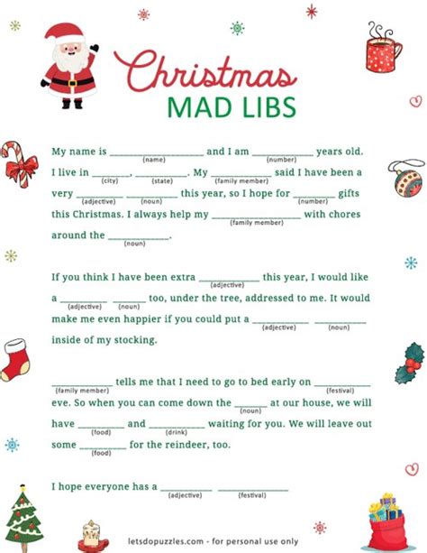 Christmas Mad Libs Printable 6