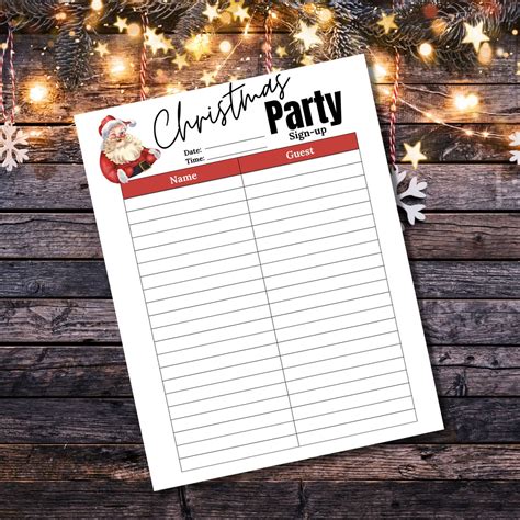 Christmas Party Sign Up Sheet Template Ideas