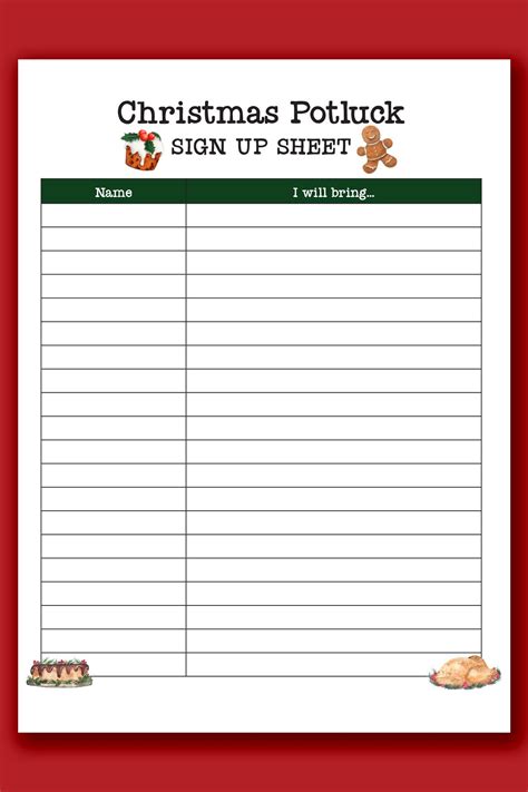 Christmas Potluck List Template Benefits