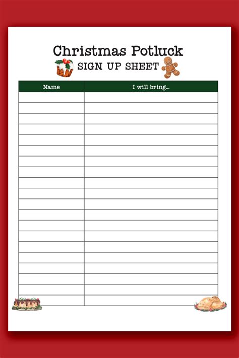 Christmas Potluck Sign Up Sheet Template Conclusion