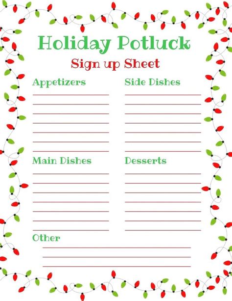 Christmas Potluck Signup Ideas