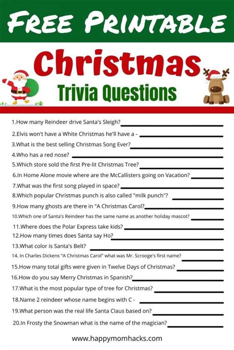 Christmas Trivia Questions for Families