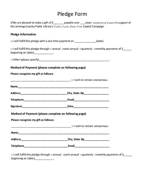 Community Development Pledge Forms