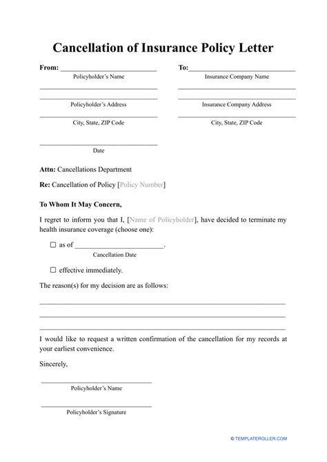 Components of Insurance Cancellation Request Forms