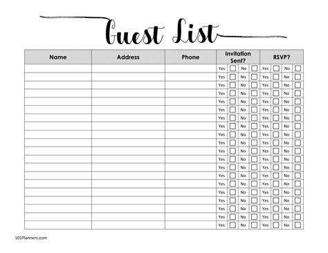 Final Thoughts on Printable Guest List Templates