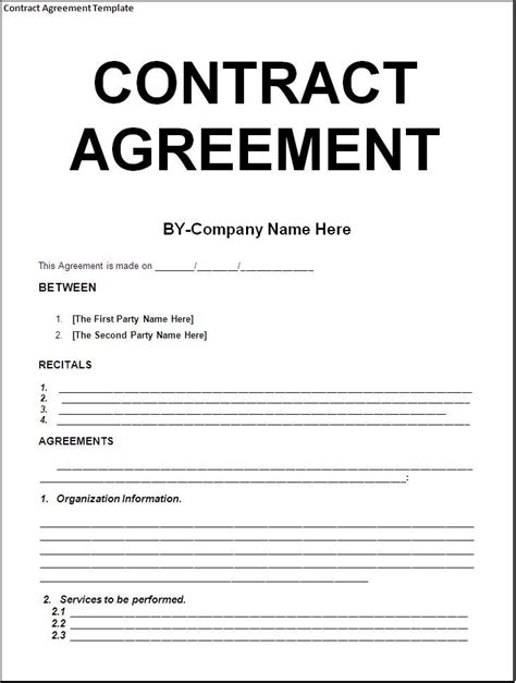 Description of Contract Agreement Document