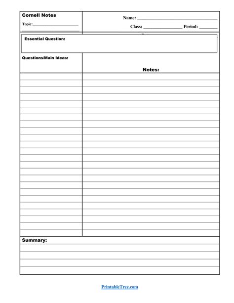 Cornell Notes Template for Professionals