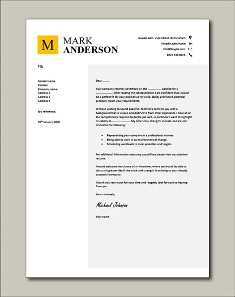 Cover Letter Example 10