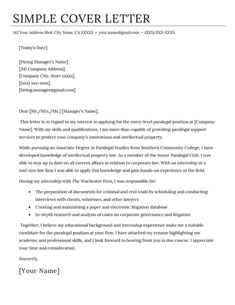 Cover Letter Template Example