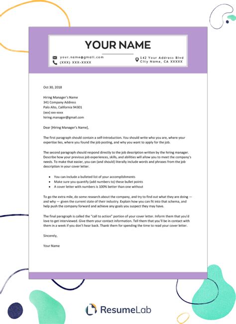 Free Cover Letter Template Word Download