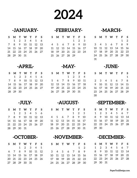 Create 2024 Free Printable Year Calendar