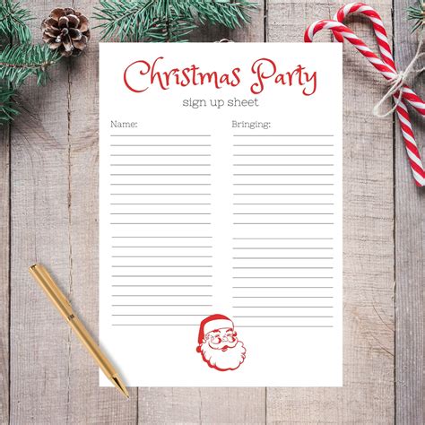 Create Christmas Party Sign Up Sheet Template