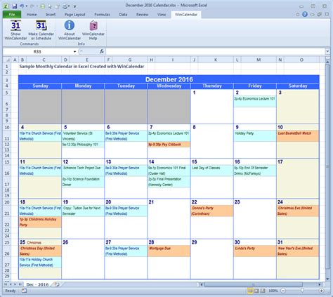 Create Excel Calendar Template