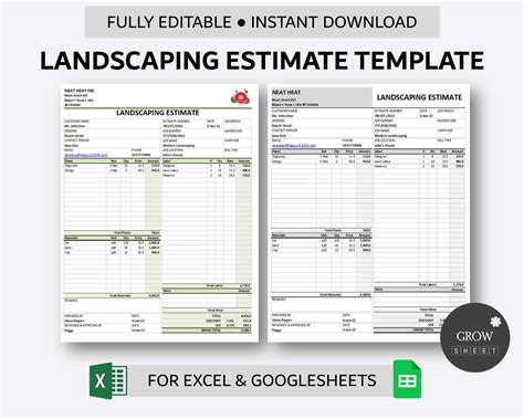 Creating Landscaping Estimate Template in Excel