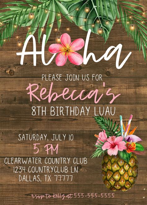 Create Luau Party Invitation Template