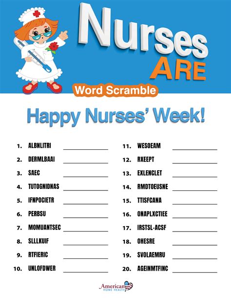 Create Nurses Week Printable Games