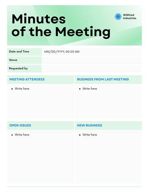 Create Printable Meeting Minutes Template