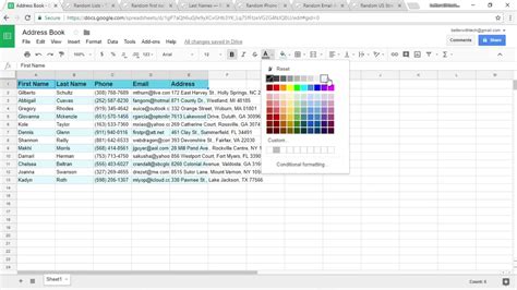 Creating Address Book in Google Sheets