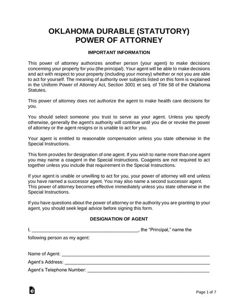 Creating An Oklahoma Power Of Attorney Form