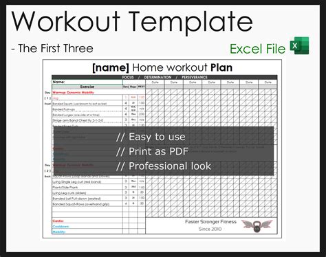 Creating Excel Workout Log