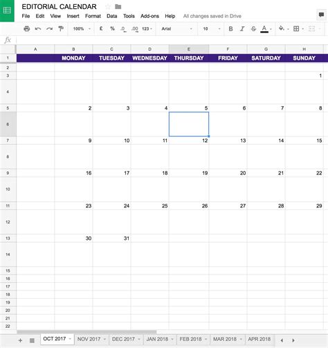 Creating Google Drive Calendar Template