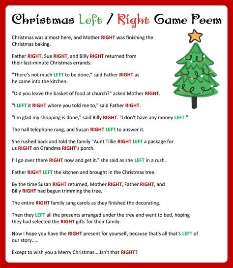 Creating Left Right Christmas Game Printable